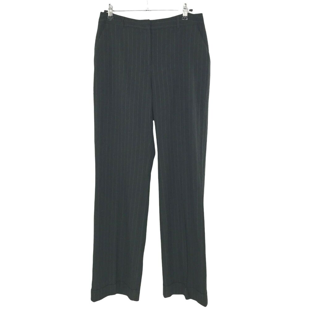 Evan Picone Pants Womens 6 Gray Pin Stripe Mid Rise Cuffed Straight Dress Career